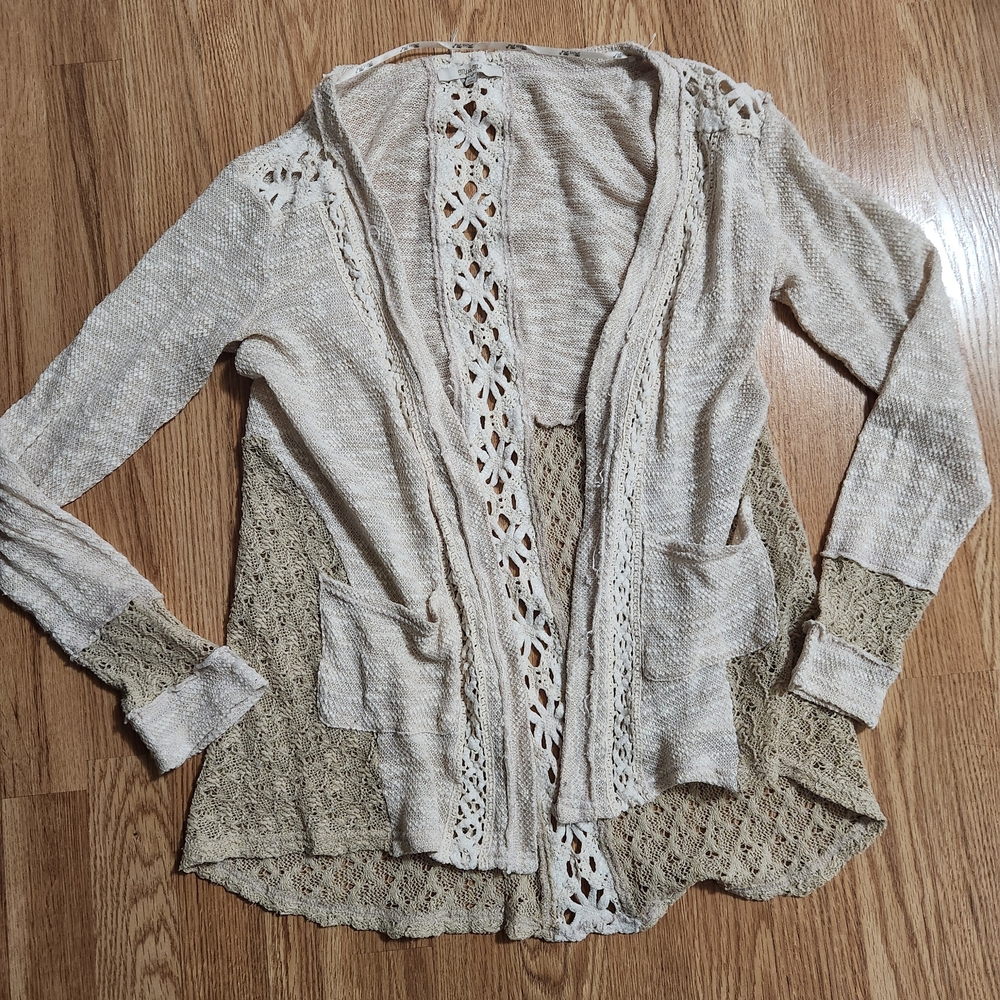 Miss Me Cream Lace Open Cardigan